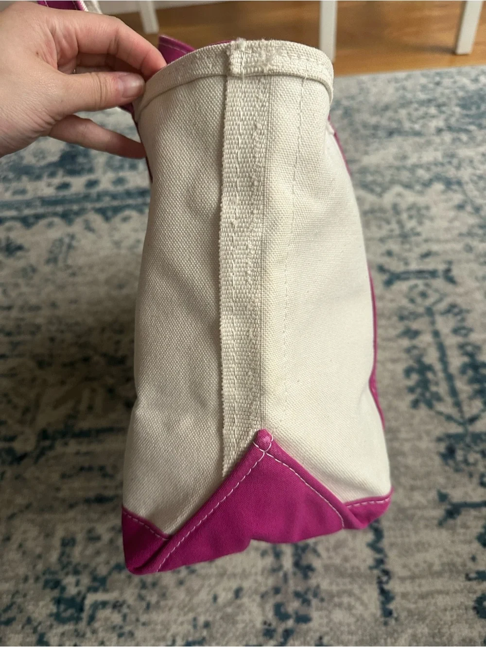 L.L. Bean Boat And Tote Canvas Bag 90's With Zipper vintage pink purple mauve
